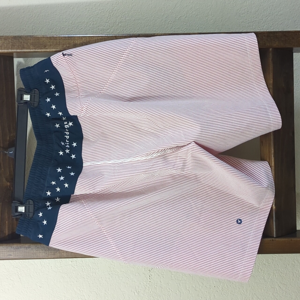 Birddogs Red and White Swim Trunks